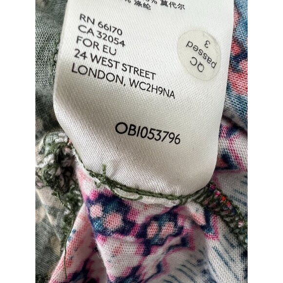 Anthropologie S Green Floral Embroidered Sigrid Tank Top Tie Neck Ruffle Boho - Picture 5 of 9